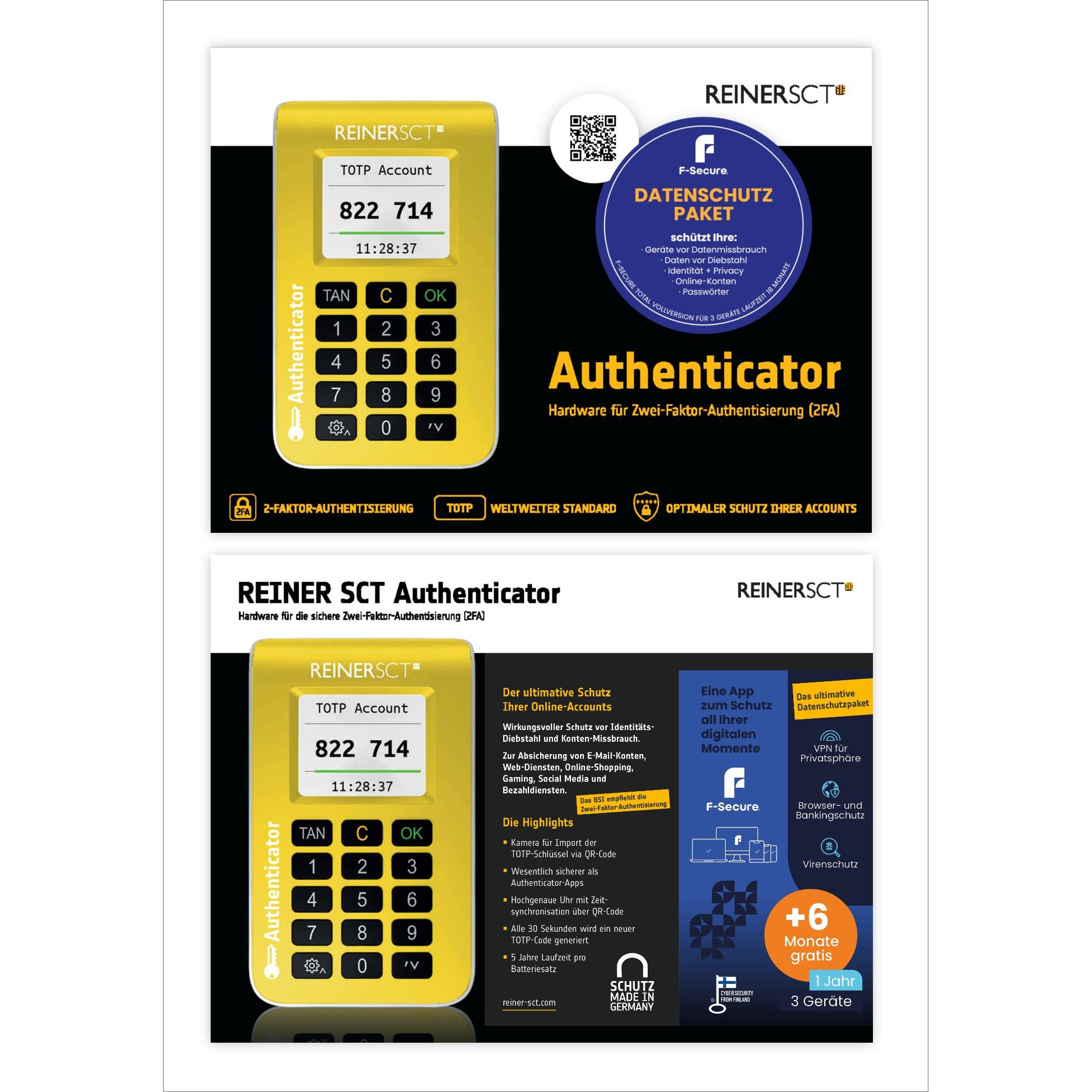 Reiner SCT Authenticator mini + ESET Home Security Premium, Lettore di schede di memoria