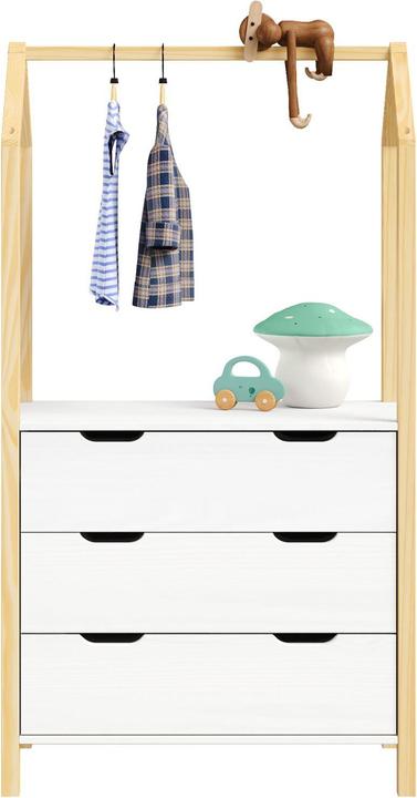 Image du produit IDIMEX Commode pour enfants AMIRA avec tringle à vêtements - blanc (83 cm)