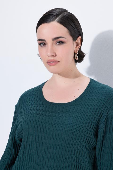 Produktbild Ulla Popken Pullover, Strukturstrick, Rundhals, Halbarm (62)