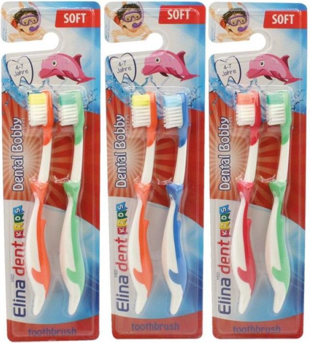 Produktbild Elina Dental Bobby, Weich - 2 Kinderzahnbürsten (Weich, 2 x)