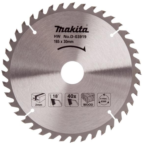Image du produit Makita D-03919 Scie HM 185X2X30mm 18° T40 Bois standard