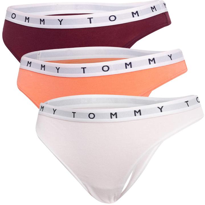 Image du produit Tommy Hilfiger Femmes 3P Thong 521 Culotte Tanga, Peach Dusk/Deep Rouge/White, S (S, M)