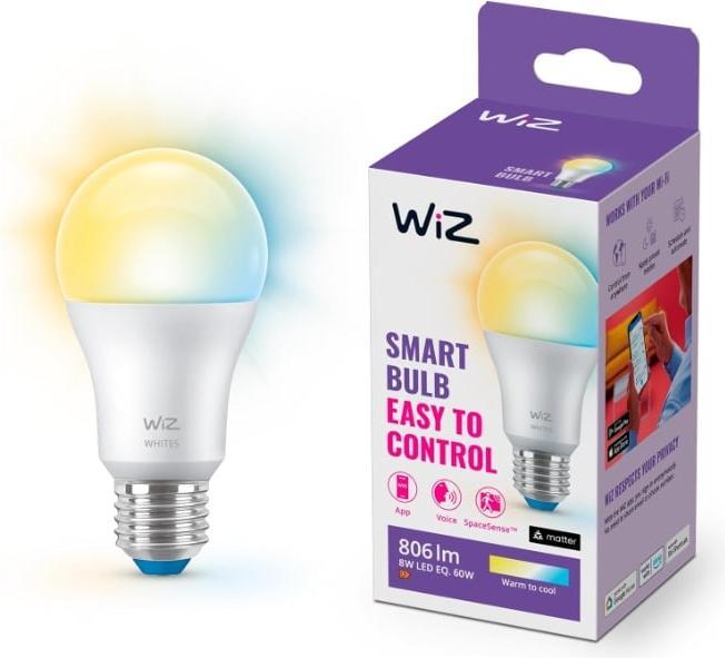 Label énergétique WiZ Blanc (E27, 8 W, 806 lm, 1 x, F)