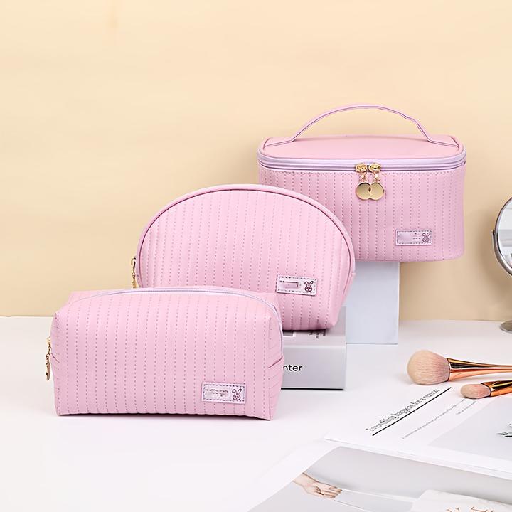 Immagine prodotto Only-Bags.Store Borsa cosmetica 3pcs/set, borsa cosmetica quadrata portatile a grande apertura / design a conchiglia