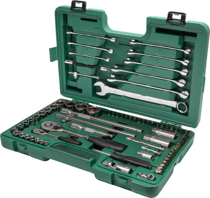 Actual product image SATA 1/4" & 1/2" hexagon socket & combination spanner set, 76 pieces
