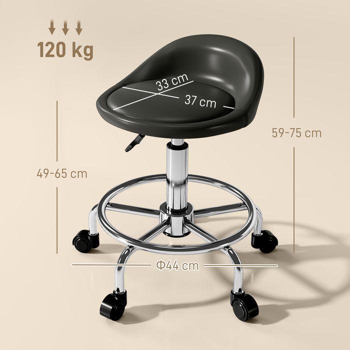 Actual product image Swisshandel24 Rollhocker höhenverstellbar mit Rückenlehne Drehhocker 59-75 cm Arbeitshocker