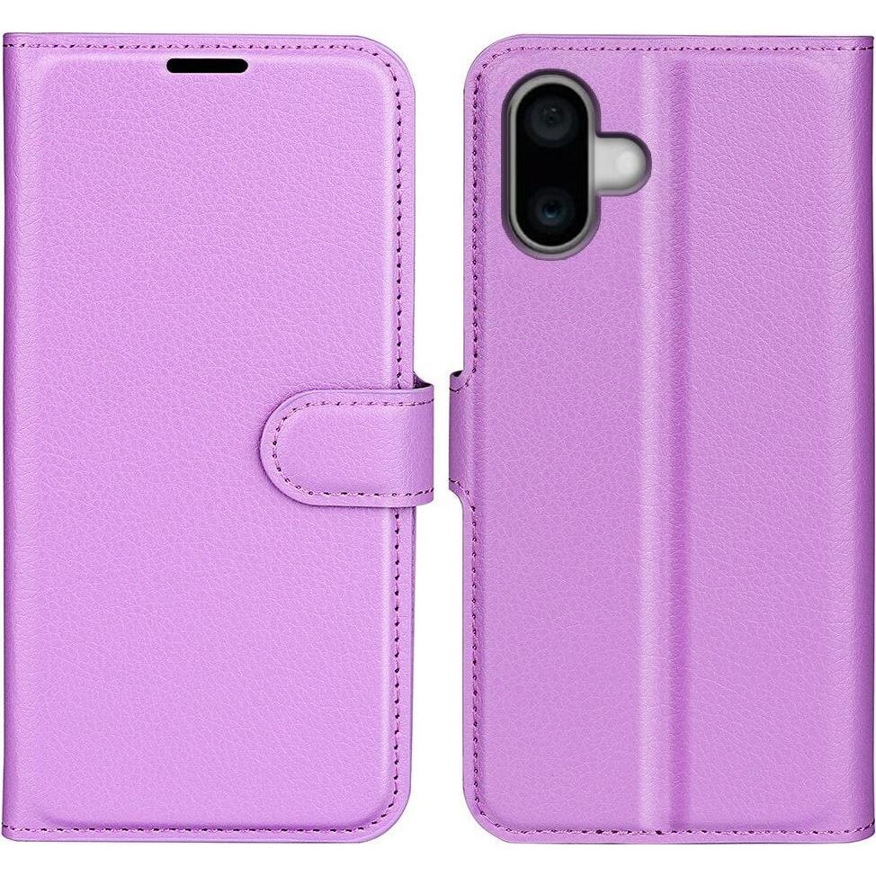 Cover-Discount iPhone 16 Plus - Leder Etui Hülle (Apple iPhone 16 Plus), Smartphone Hülle, Violett