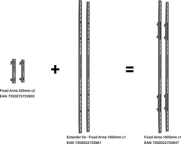 Actual product image Multibrackets M Vesa Kit 1600mm, ma 120kg, black (Mounting- / Adapterplates)