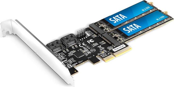 Actual product image Axagon PCES-SA4M2 PCIe Controller 2x internal SATA 6G port + 2x internal M.2 B-key SATA port + LP