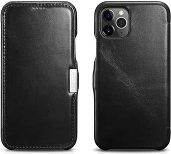 Produktbild iCarer iPhone 11 Pro - Luxury Series (Side-open) Echtleder Flip-Case, schwarz (Apple iPhone 11 Pro)