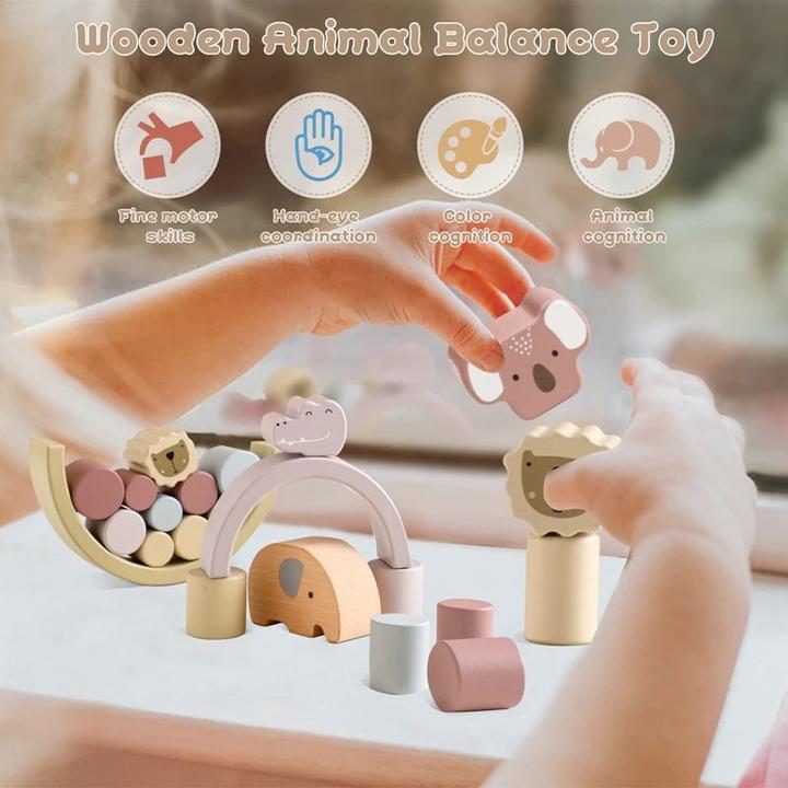 Produktbild Activity Board 1Set Holzspielzeug Regenbogen Stacking Blocks Elefant Balance Blocks Educational Balancing