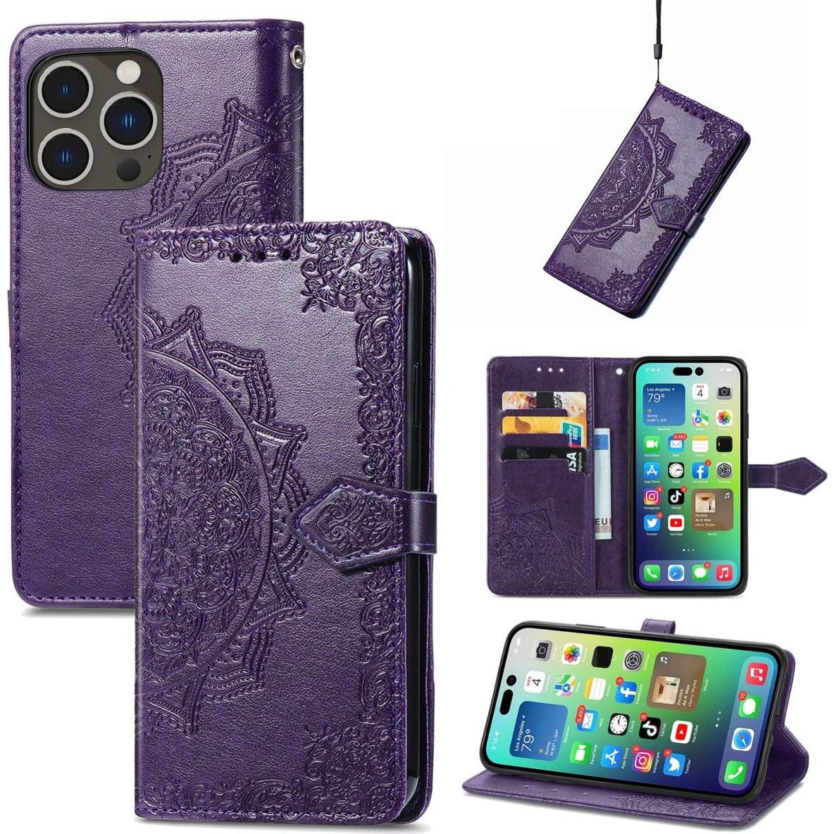 Thumbnail - König Design Hülle Handy Schutz für Apple iPhone 15 Pro Case Cover Klapp Tasche Wallet Etuis (Apple iPhone 15 Pro), Smar...