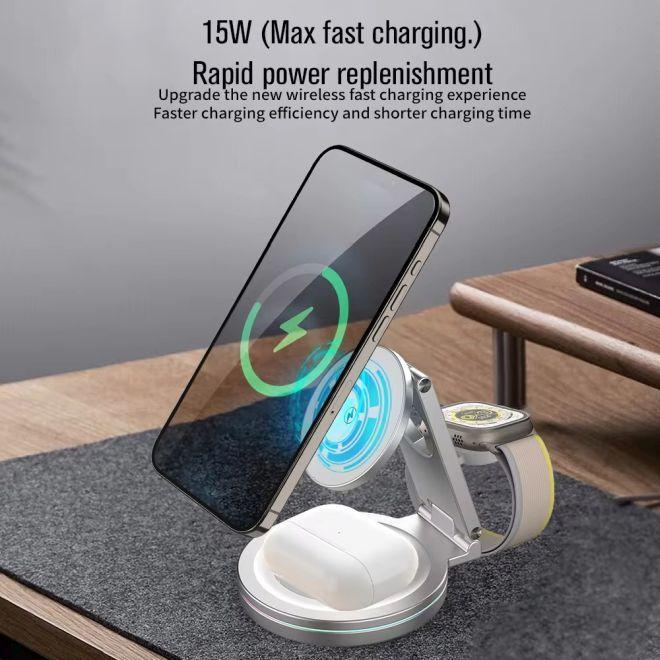 Image du produit MU Classic Faltbarer 3in1 Wireless Charger mit 360° Rotation (15 W)