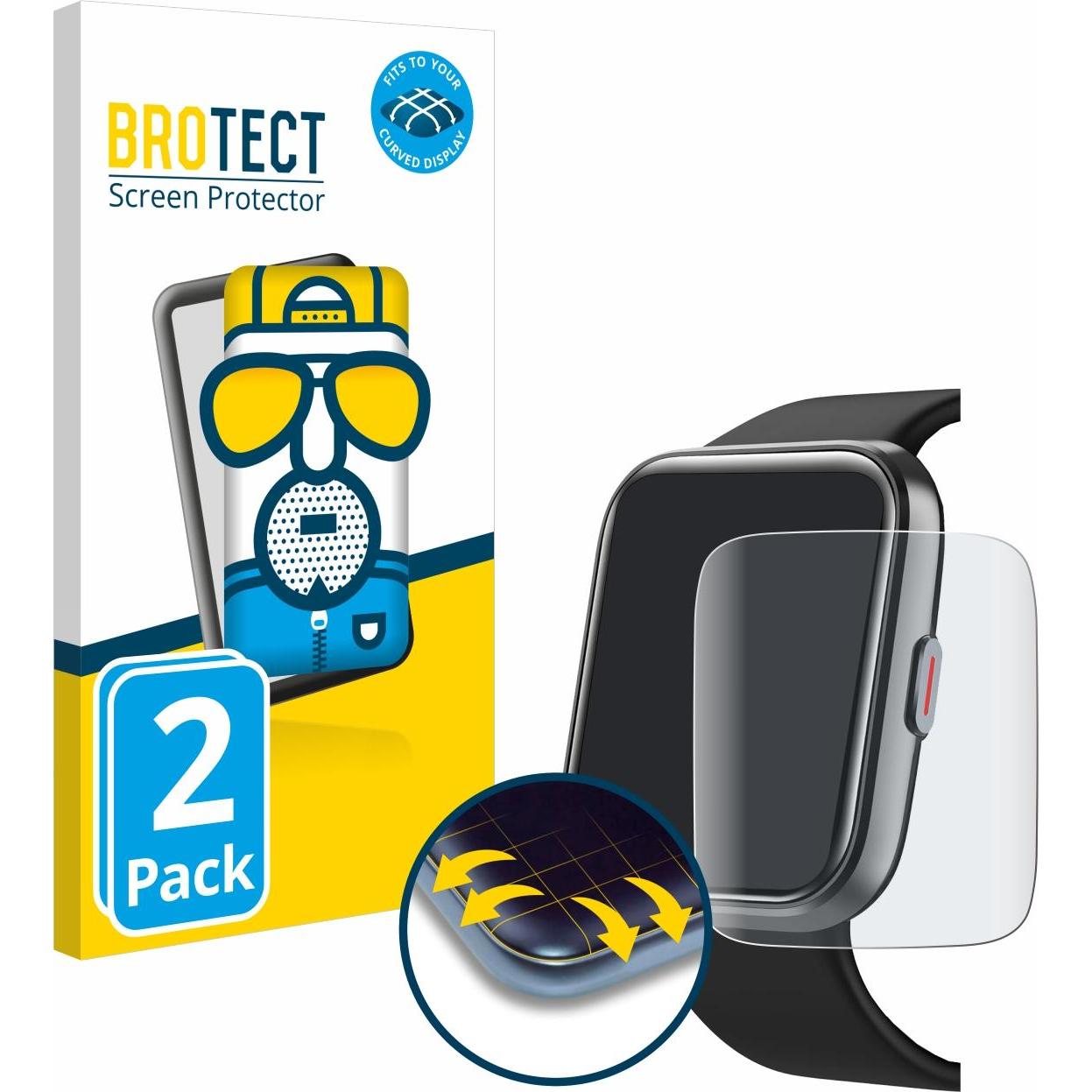 BROTECT Full-Screen Displayschutz Matt, Smartwatch Schutzfolie, Grau