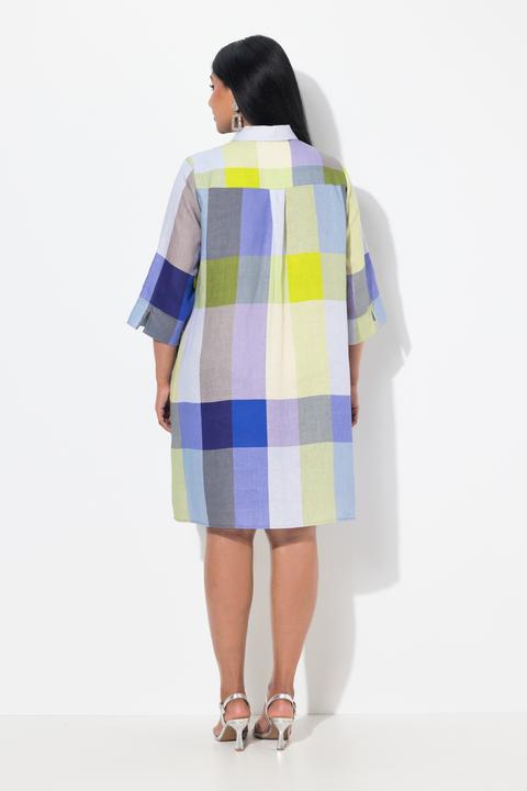 Produktbild Ulla Popken Leinen-Longbluse, Hemdkragen, Taschen, 3/4-Arm (46, 48)