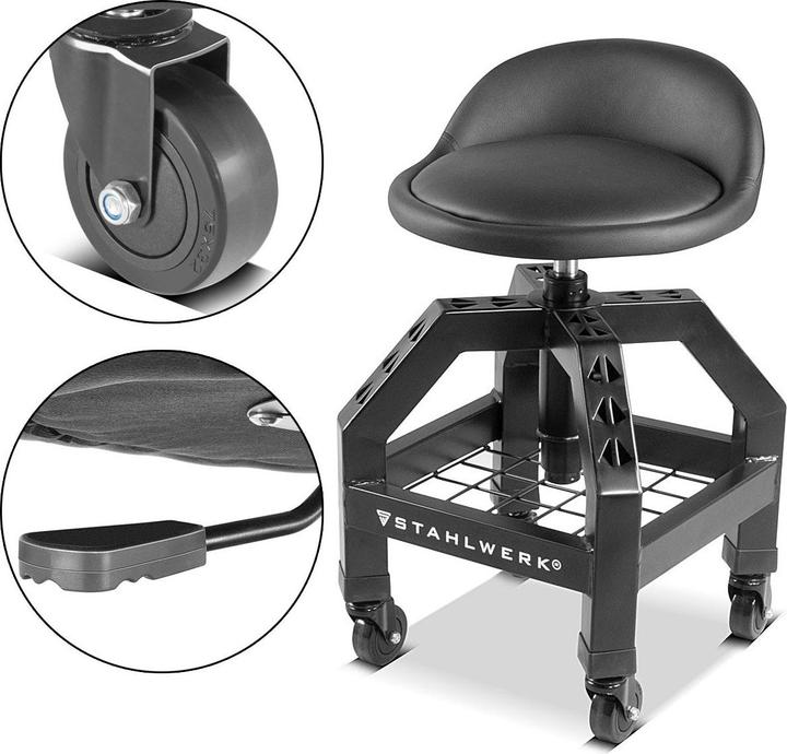 Produktbild Stahlwerk Höhenverstellbarer Werkstatthocker VWH-300 ST bis 136 kg belastbar (1 x)