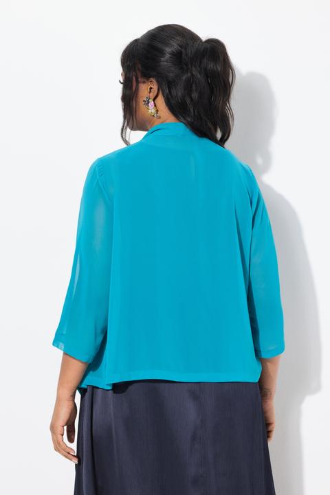 Immagine prodotto Ulla Popken Giacca di chiffon dal taglio oversize con collo a scialle e maniche a 3/4 (46, 48)