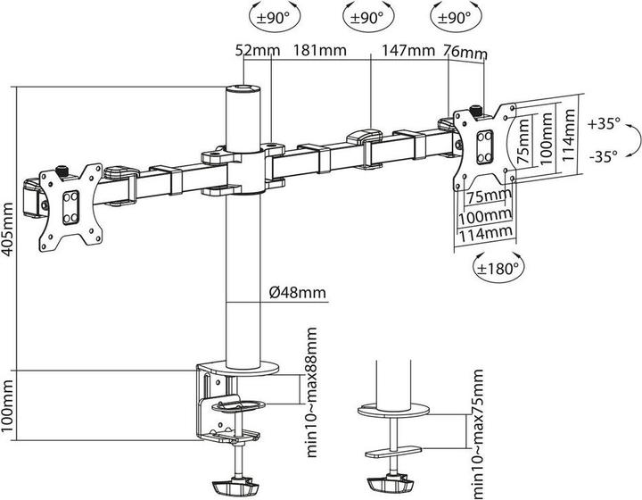 Produktbild ACT Monitor Desk Mount, 2 screens up to 32ö and 12 kg (Tisch, 32")