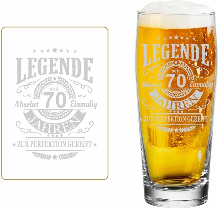 Transparent mit Gravur "Legende seit 70 Jahren"