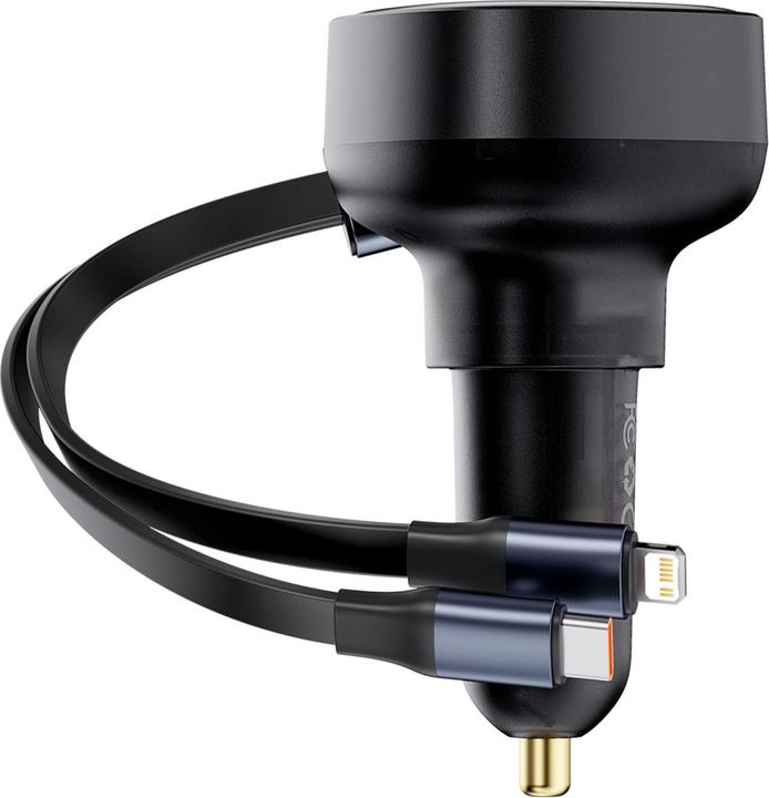 Actual product image Baseus Car Charger Enjoyment USB-C with USB-C cable and Lightning  60W