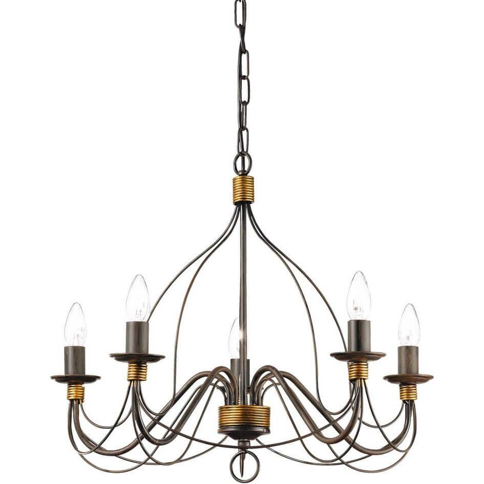 Ideal lux, Pendelleuchte, CORTE Pendelleuchte E14 5-fach ⌀640mm dimmbar Rostfarben 057187 (E14)