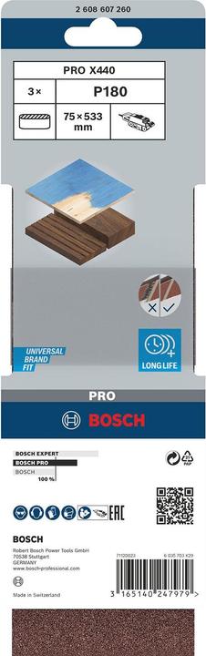 Produktbild Bosch Professional Zubehör PRO X440 Schleifband, 75 x 533 mm, G180 (180)