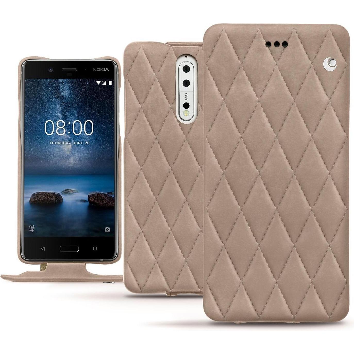 Noreve Lederschutzhülle vertikal (Nokia 8), Smartphone Hülle, Beige