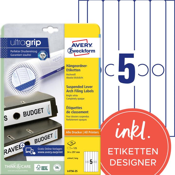 Actual product image Avery Hanging file labels