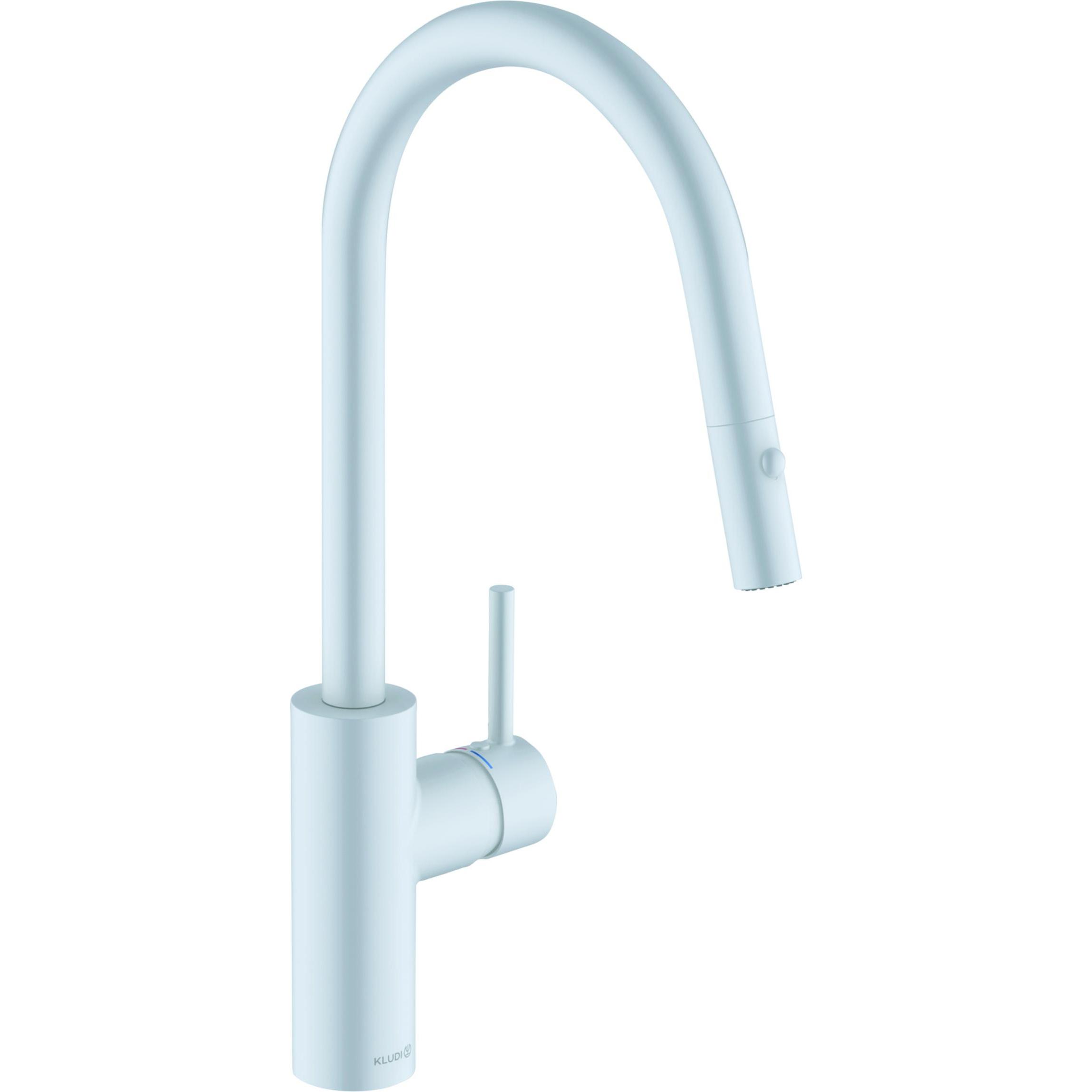 Kludi, Rubinetteria da cucina, E-GO VOICE Mitigeur électronique d'évier, bec pivotant, avec douchette de vaisselle, 423005377