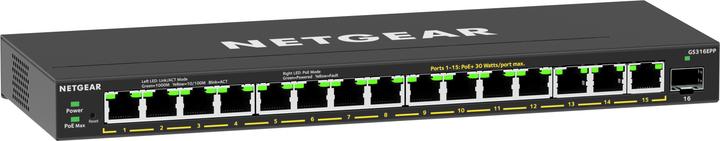 Produktbild Netgear 16-Port High-Power PoE+ Gigabit Ethernet Plus Switch (231W) with 1 SFP port (GS316EPP) (16 Ports)