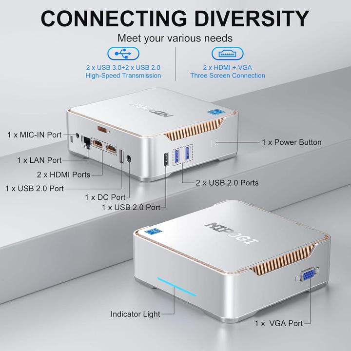 Actual product image NiPoGi GK3 Plus Mini PC mit Intel Alder Lake-N95 Prozessor (8 GB)