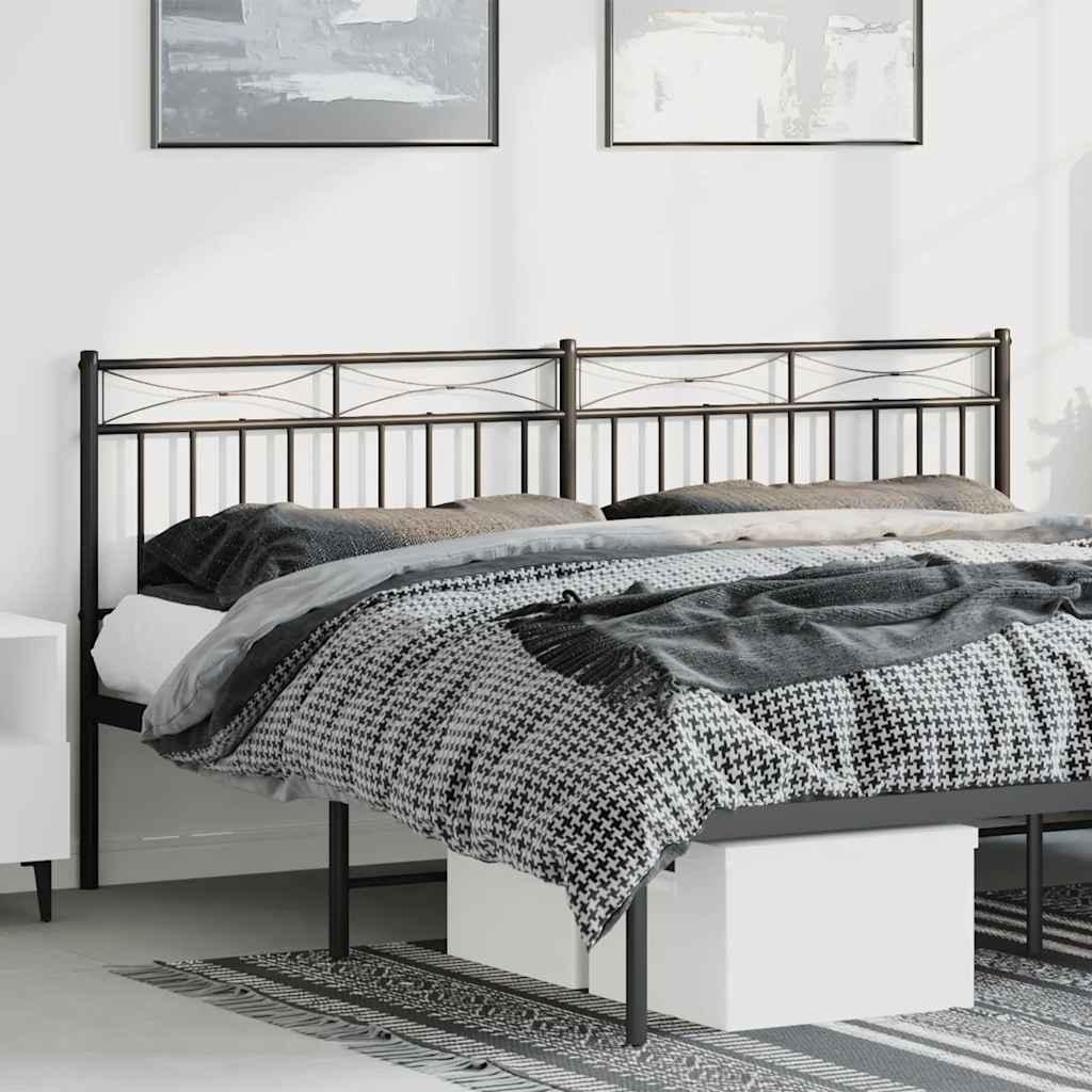 VidaXL, Bett Zubehör, Kopfteil Metall Schwarz 180 cm,Farbe: Schwarz,Material (187 x 3 x 91 cm)