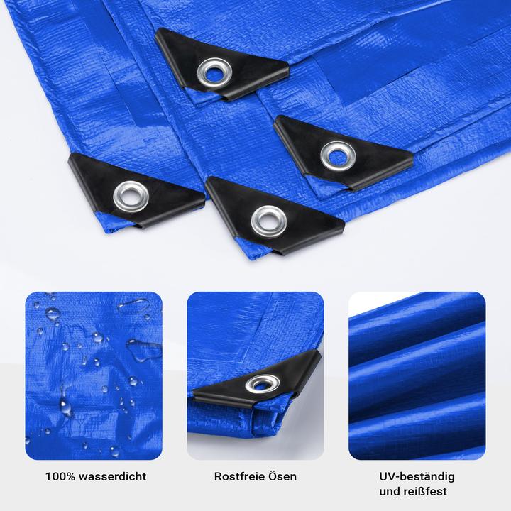 Produktbild Wiltec Abdeckplane wetterfest blau 3x2m PE Plane mit Ösen 240g/m² Gartenplane (3 x 2 m)
