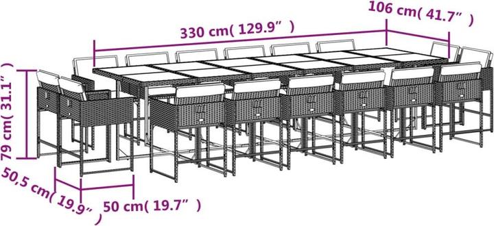 Produktbild vidaXL Garten Essgruppe (330 x 106 x 73 cm)