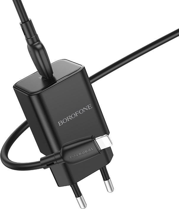 Immagine prodotto Borofone Netzladegerät BN13 Safety GaN - Typ C - PD 30W mit Typ C auf Lightning Kabel schwarz (30 W)