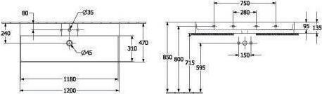 Image du produit Villeroy & Boch V&B lavabo MEMENTO 2.0 1200x470mm m ÜL f 3-L.-Armature Sto wh C+ (470 mm, 1200 mm)