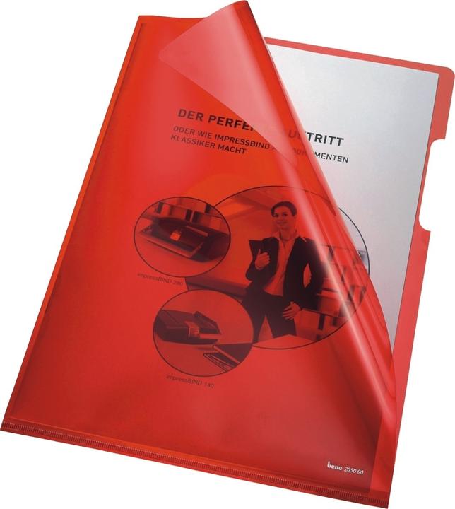 Bene Pochette transparente A4 PP (polypropylène) 220 mm x 310 mm rouge (A4, 100x)