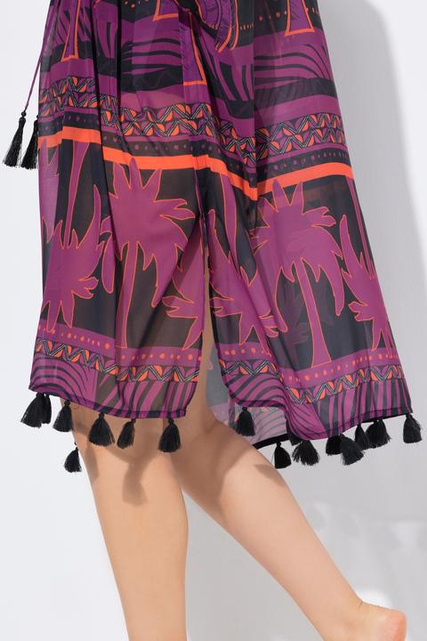 Image du produit Ulla Popken Tunique oversize motif palmiers, laçage et manches courtes (42, 44, 46, 48)