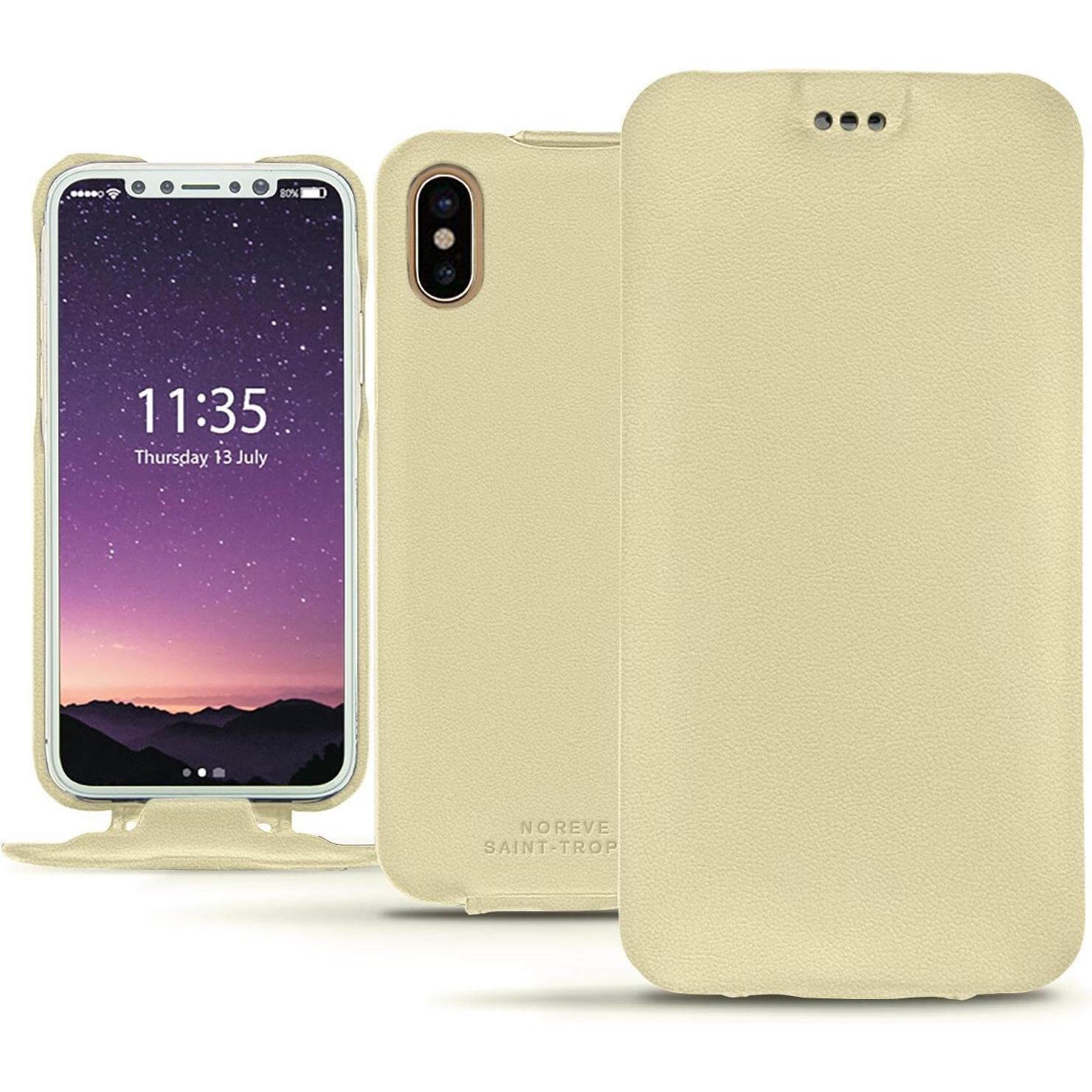 Noreve Lederschutzhülle vertikal (Apple iPhone X), Smartphone Hülle, Beige