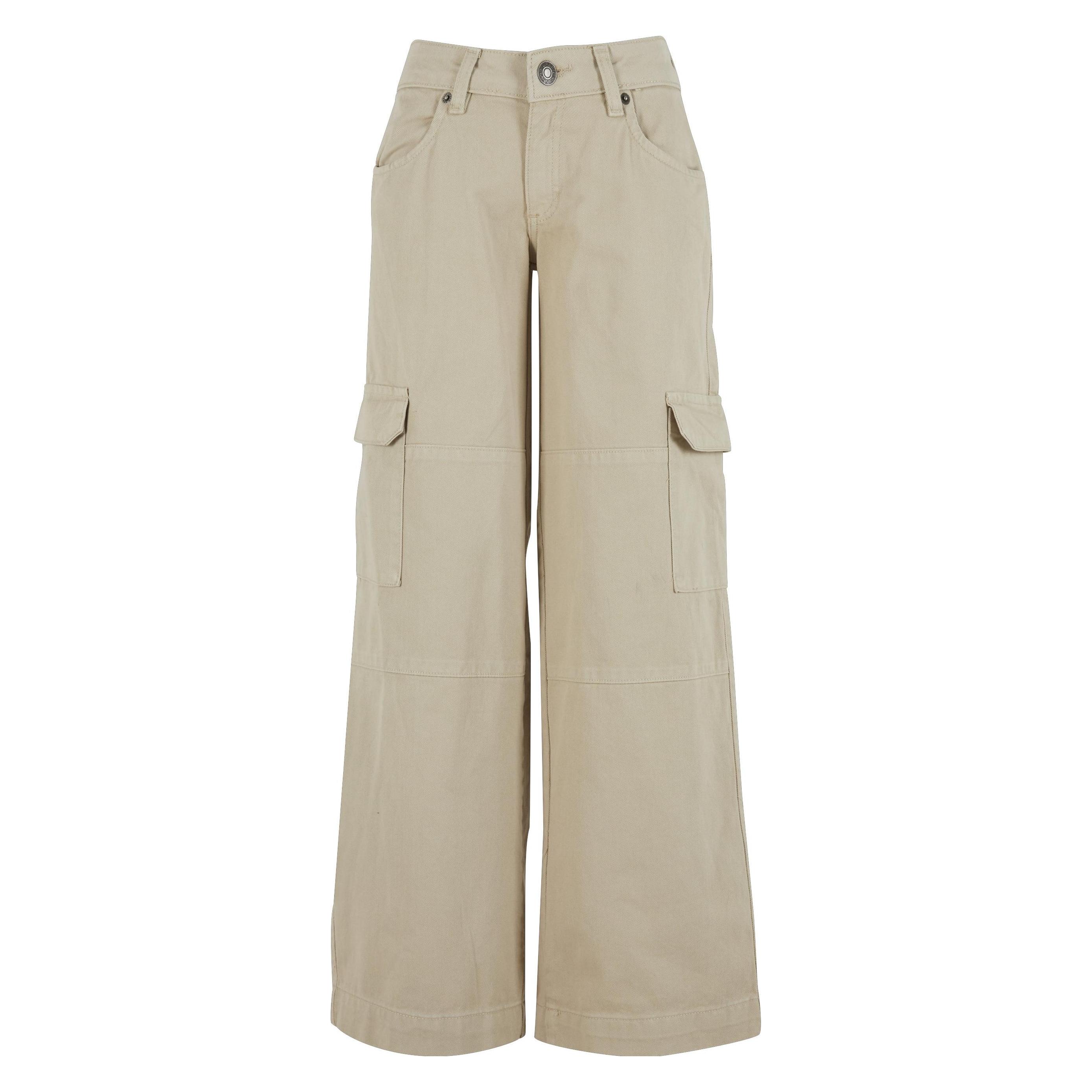 Urban Classics, Damen, Hosen, Ladies Low Waist Cargo Denim, Beige, (30)
