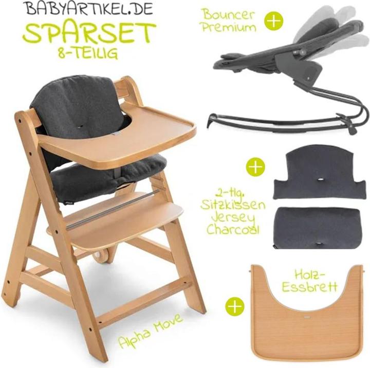 Image du produit Hauck Chaises hautes Alpha Move Nature 5-pièces Newborn Set - Chaise haute + 2in1 (Chaise haute)