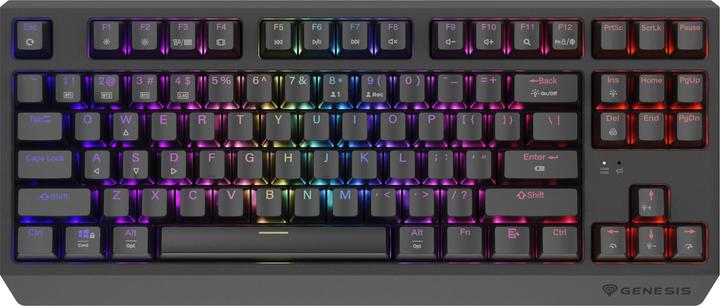 Actual product image Genesis herní klávesnice THOR 230/TKL/RGB/Outemu Silent Lemon/Bezdrátová USB + Bluetooth/US layout/Č (US, Cable, Wireless)