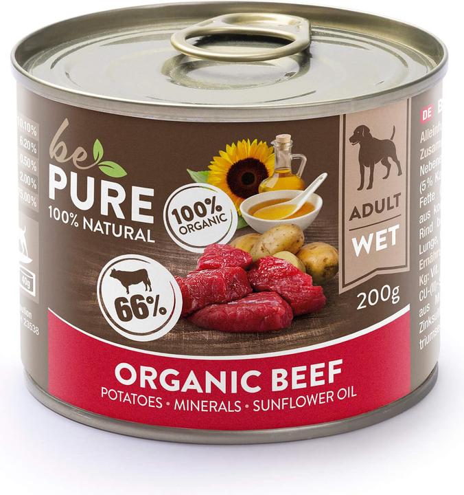 Actual product image BePure Organic Beef with beef and potatoes, wet food for dogs (200g) (Adult, 200 g)
