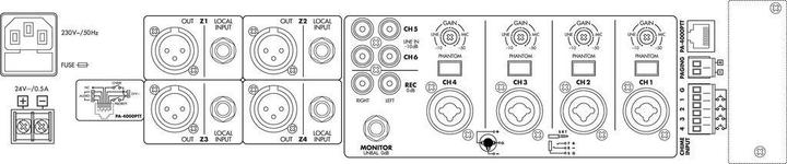 Actual product image Monacor PA-6040MPX 4-zone ELA preamplifier