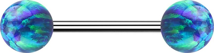 Image du produit Star Piercing Micro Barbell argent avec deux boules opales bleues (Acier chirurgical 316L, sans laiton)