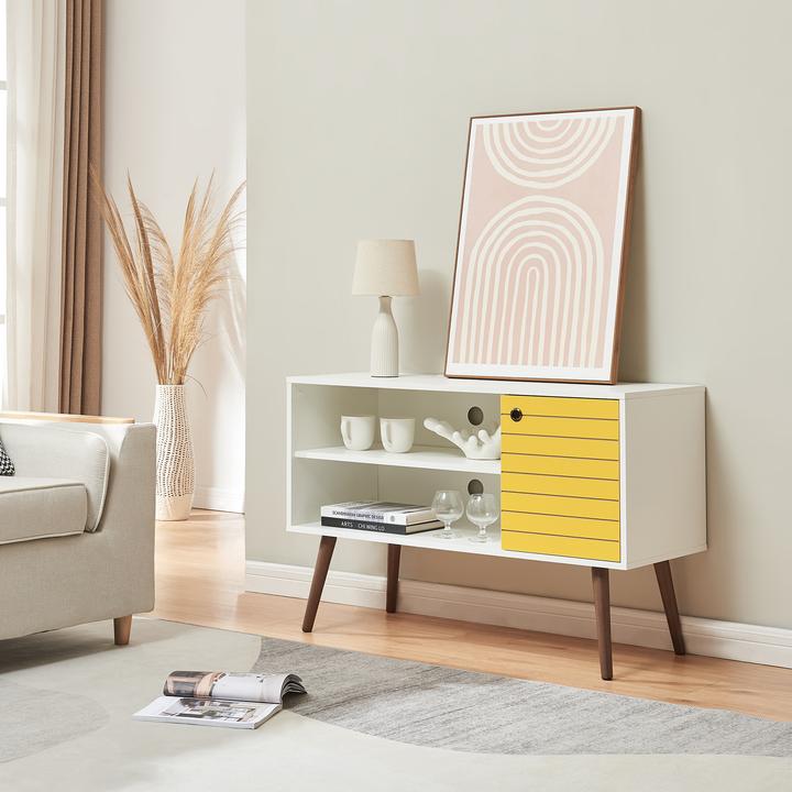 Produktbild En.Casa Fernsehschrank Vare 100x40x66 cm Weiss/Gelb