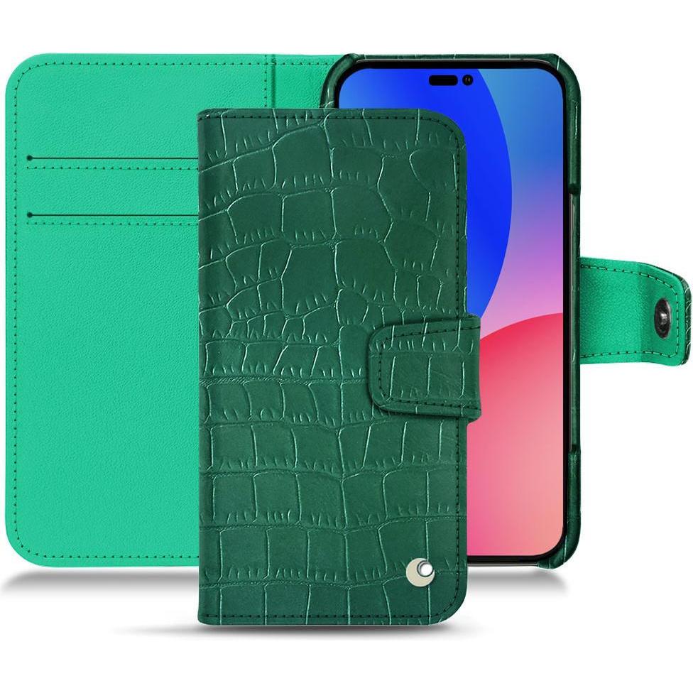 Noreve Lederschutzhülle Wallet (Apple iPhone 14 Pro Max), Smartphone Hülle, Grün