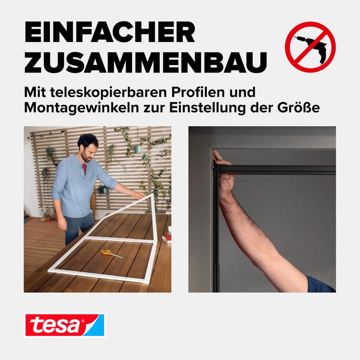 Image du produit tesa Moustiquaire FALT pour portes, cadre en aluminium à taille réglable, pliable (220 x 100 cm)