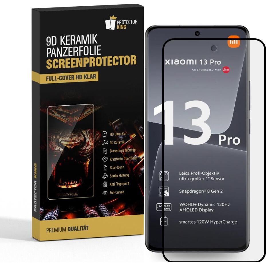 Protectorking 3x Ceramic-Glass Full Cover HD Klar (3 Stück, Xiaomi 13 Lite), Smartphone Schutzfolie, Transparent