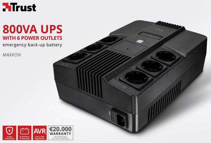 Actual product image Trust Usv Maxxon Powerip Ups 800va (0.80 VA, 800 W)
